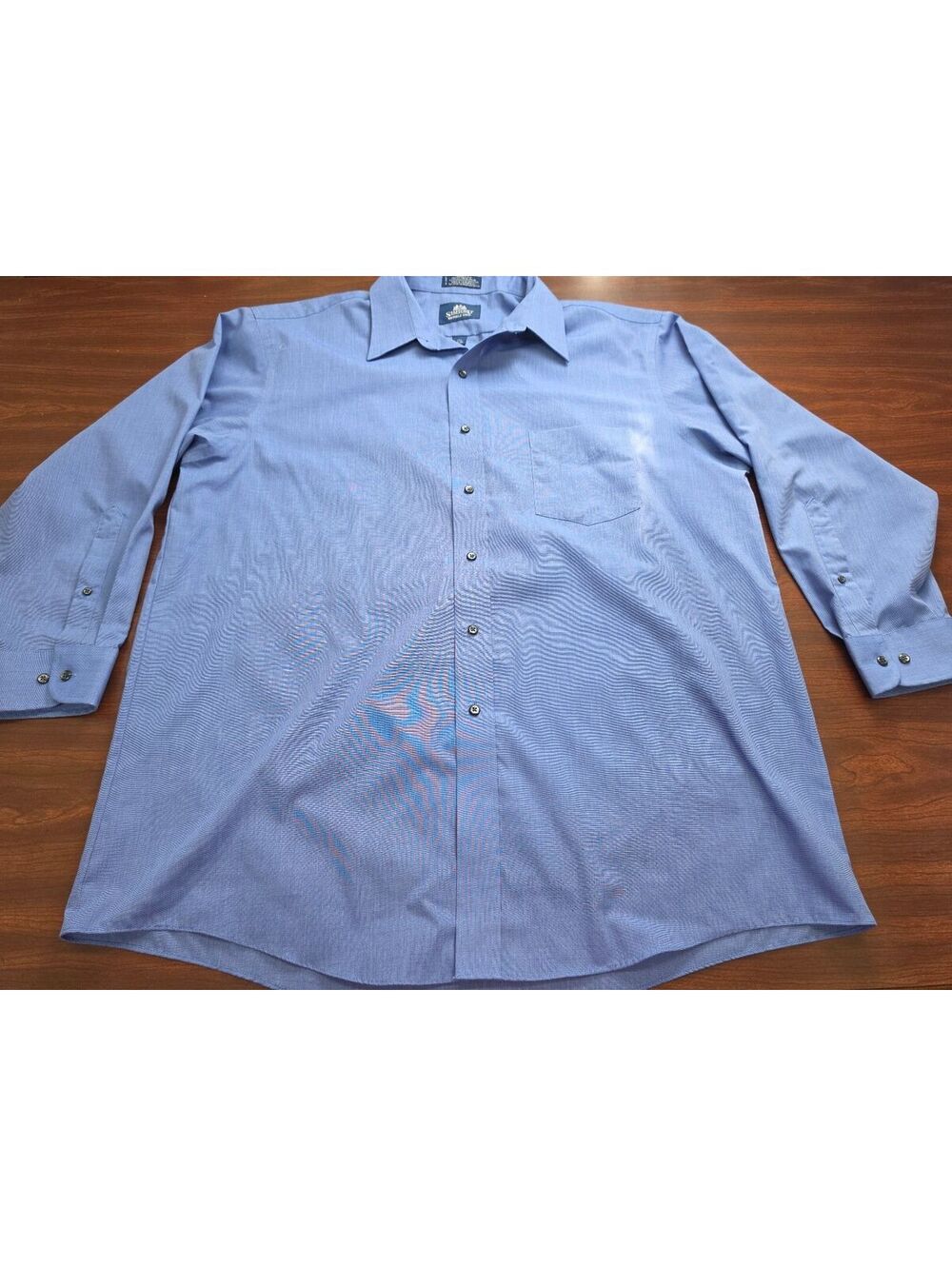 Stafford Wrinkle Free XL Dress Shirt 17.5 32/33 Blue Broadcloth Long Sleeve